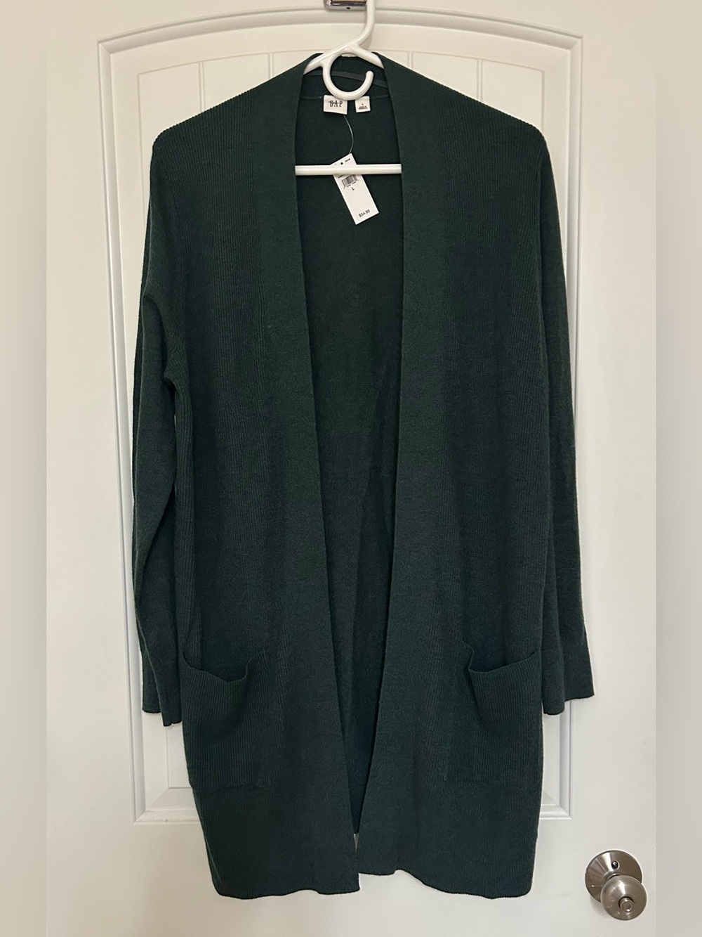 Gap Bella Green Open-Front Long Cardigan Size Large NWT